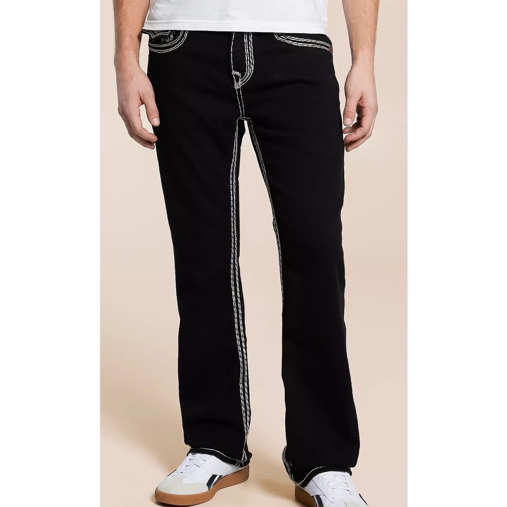True Religion Ricky Relaxed Straight Black Jeans‎ Size 32 New Without Tags